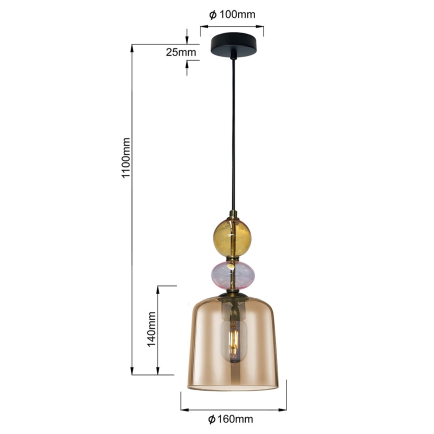 Люстра на тросе TROPEA 1xE27/15W/230V чёрная/дымчато-бежевая/розовая