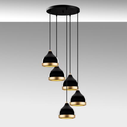 Люстра на тросе YILDO 5xE27/40W/230V чёрный/золотой