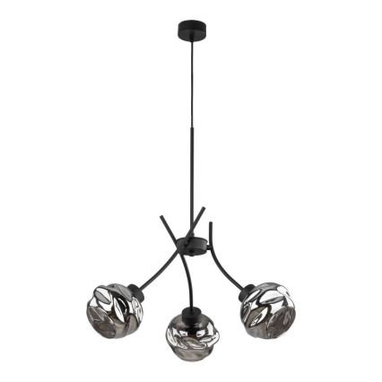 Lюстра на тросе ZULIA 3xE27/15W/230V черная/дымчато-черная