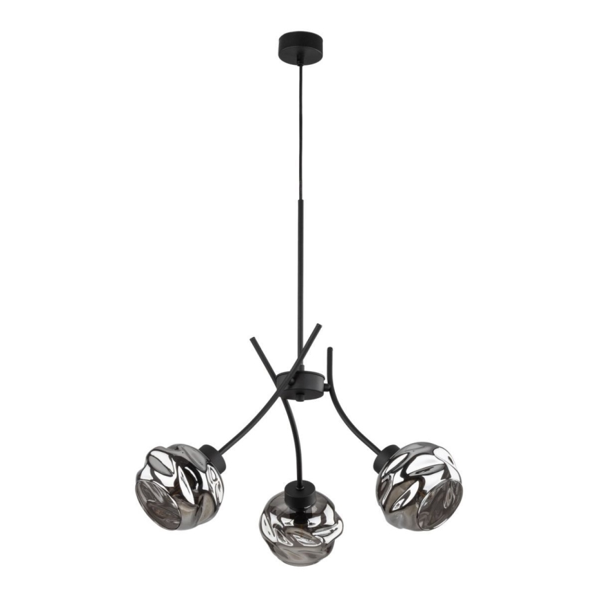 Lюстра на тросе ZULIA 3xE27/15W/230V черная/дымчато-черная