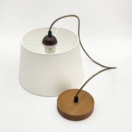 Люстра на тросі AIDA 1xE27/60W/230V, діаметр 25 см, дуб/коричневий/білий