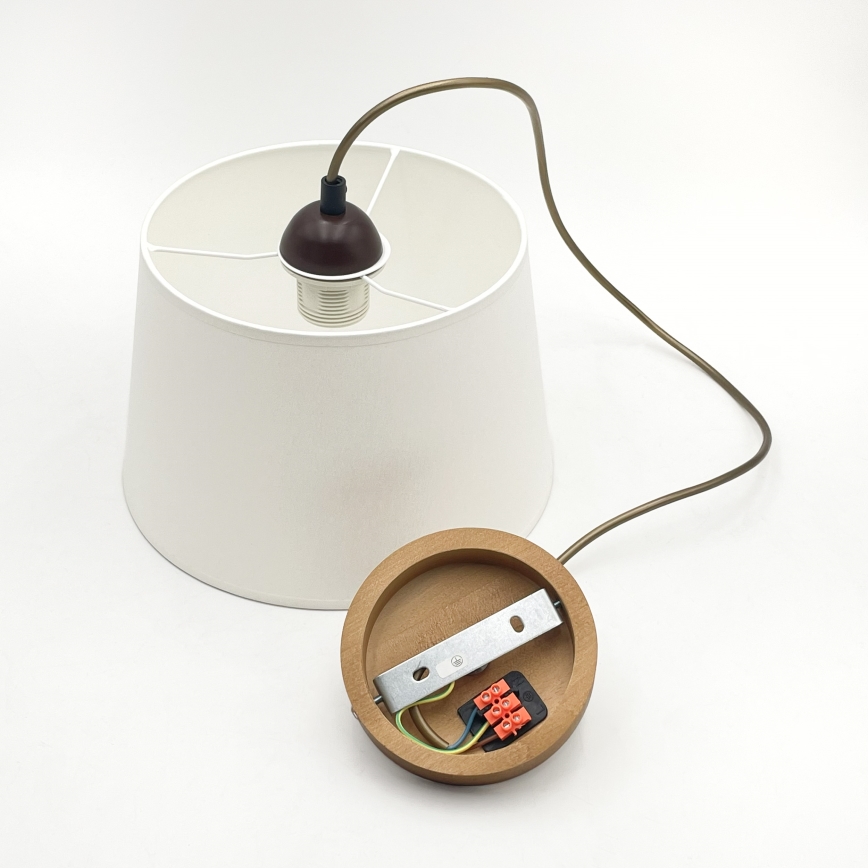 Люстра на тросі AIDA 1xE27/60W/230V, діаметр 25 см, дуб/коричневий/білий