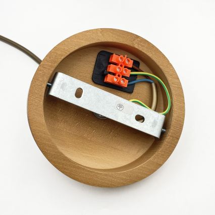 Люстра на тросі AIDA 1xE27/60W/230V, діаметр 25 см, дуб/коричневий/білий