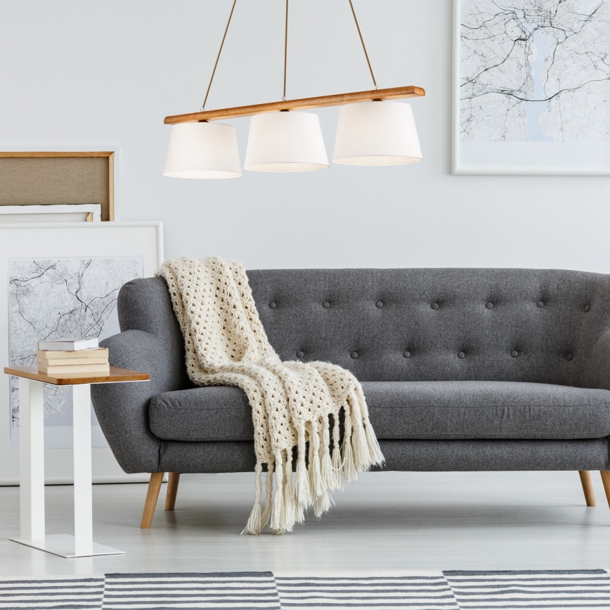 Люстра на тросі AIDA 3xE27/60W/230V, діаметр 25 см, дуб