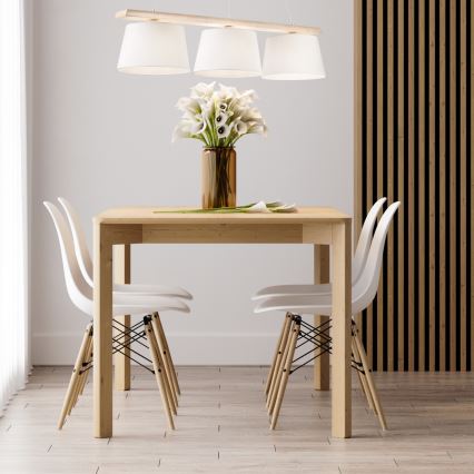 Люстра на тросі AIDA 3xE27/60W/230V Ø 25 см дуб/білий