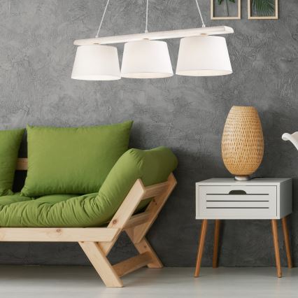 Люстра на тросі AIDA 3xE27/60W/230V Ø 25 см дуб/білий