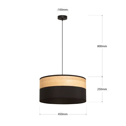 Люстра на тросі ALBA 1xE27/15W/230V, діаметр 45 см, чорна/коричнева