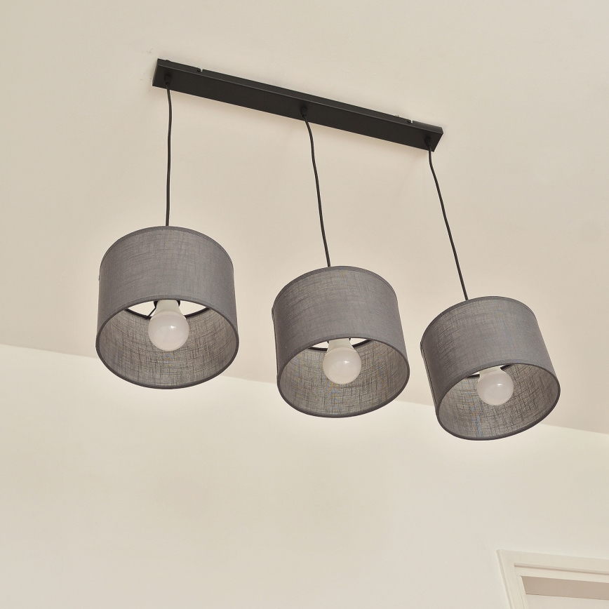 Люстра на тросі ALBA 3xE27/15W/230V сіра