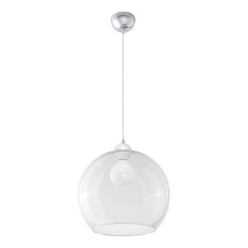 Люстра на тросі BALL 1xE27/15W/230V діам. 30 см прозоре скло/глянцевий хром