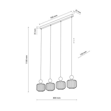 Люстра на тросі BALLO 4xE14/10W/230V бежева