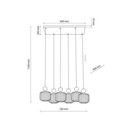 Люстра на тросі BALLO 6xE14/10W/230V бежева
