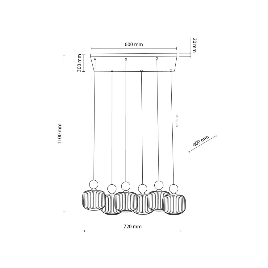 Люстра на тросі BALLO 6xE14/10W/230V бежева