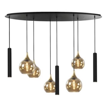Люстра на тросі CALYPSO 3xGU10/60W/230V + 5xE27/60W чорний/золотий