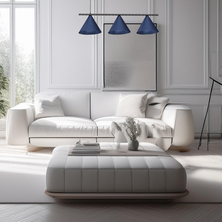 Люстра на тросі CAPITAL 3xGX53/15W/230V синя