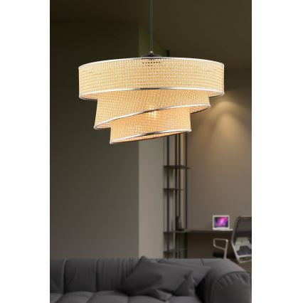 Люстра на тросі COUPER 1xE27/60W/230V бежевий/полірований хром