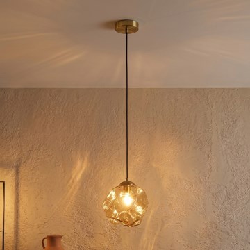Люстра на тросі CRISTAL 1xE14/15W/230V латунь/димчасто-бежевий