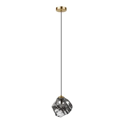 Люстра на тросі CRISTAL 1xE14/15W/230V латунь/димчасто-чорна