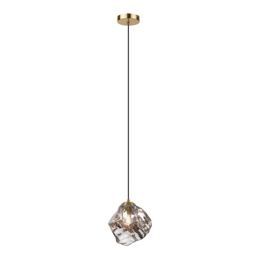 Люстра на тросі CRISTAL 1xE14/15W/230V латунь/димчасто-чорна