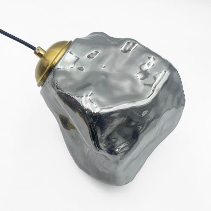 Люстра на тросі CRISTAL 3xE14/15W/230V латунь/димчасто-чорна
