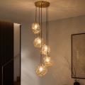 Люстра на тросі CRISTAL 5xE14/15W/230V латунь/димчасто-бежевий