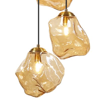 Люстра на тросі CRISTAL 5xE14/15W/230V латунь/димчасто-бежевий
