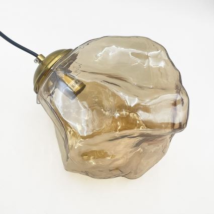 Люстра на тросі CRISTAL 5xE14/15W/230V латунь/димчасто-бежевий