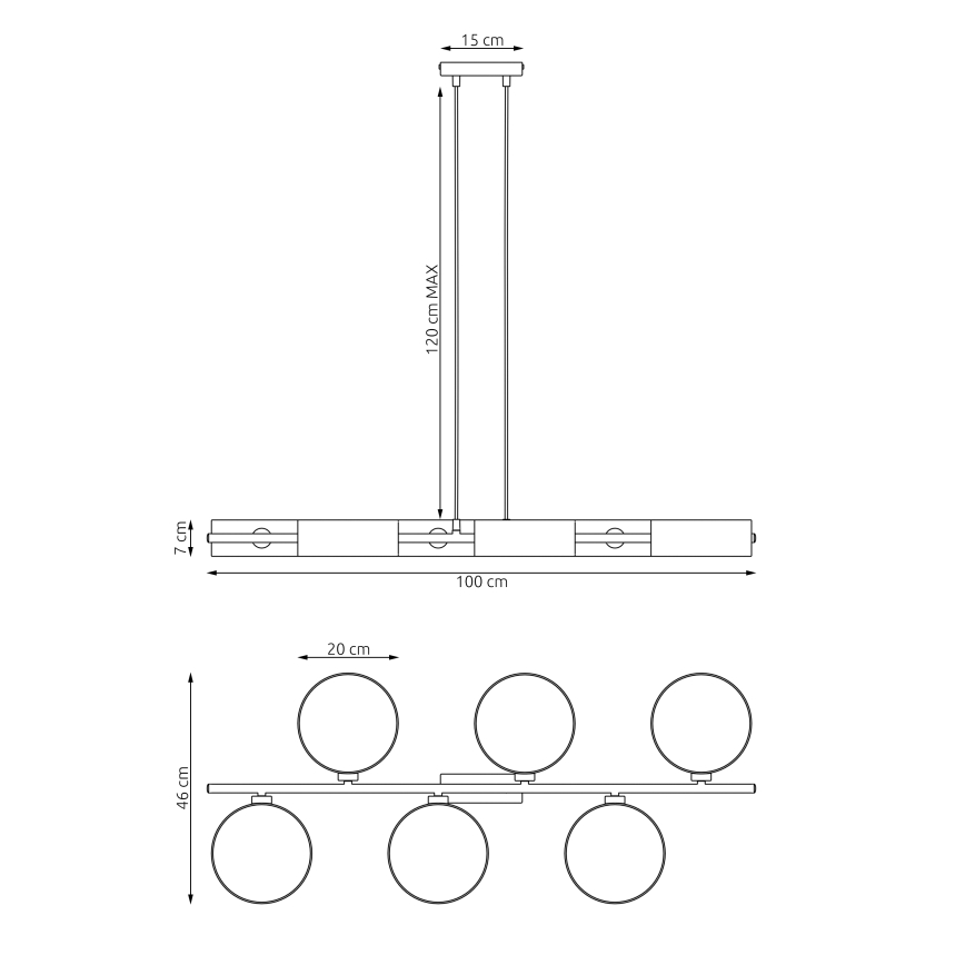 Люстра на тросі DRUMZ 6xE14/10W/230V чорна/сіра