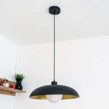 Люстра на тросі ECLIPSE 1xE27/15W/230V чорна/золота