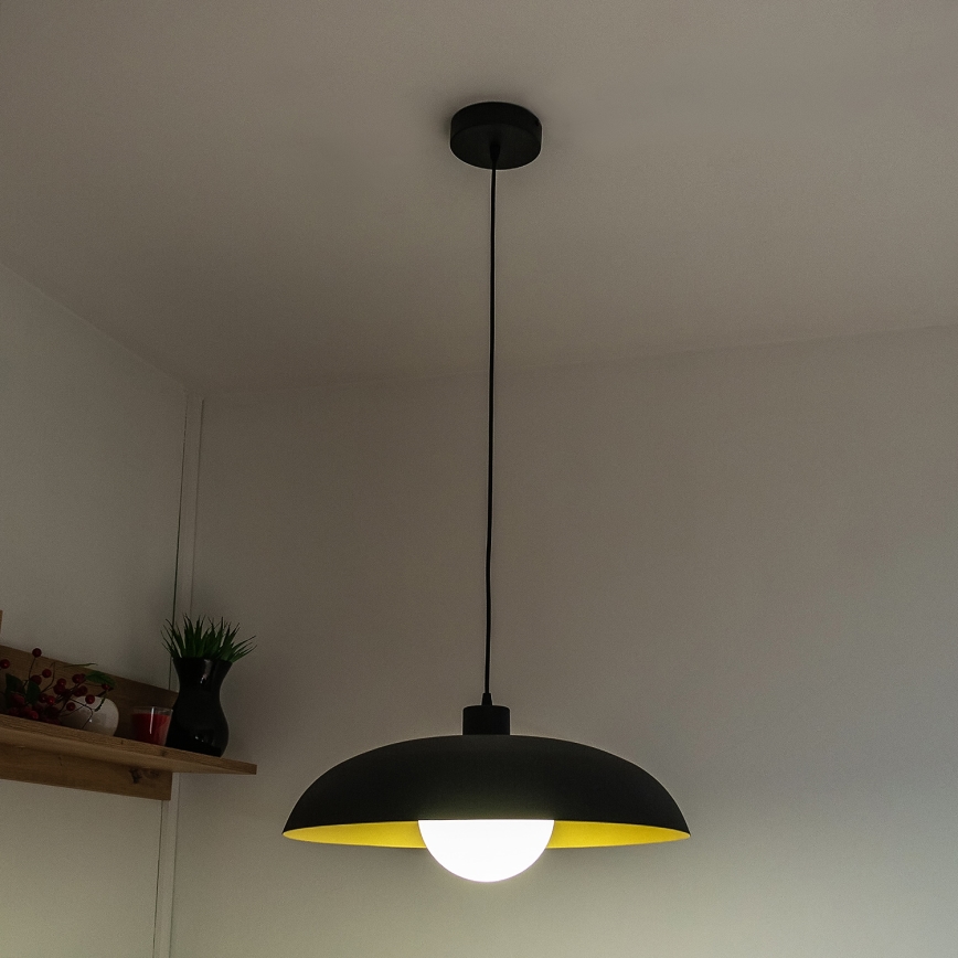 Люстра на тросі ECLIPSE 1xE27/15W/230V чорна/золота