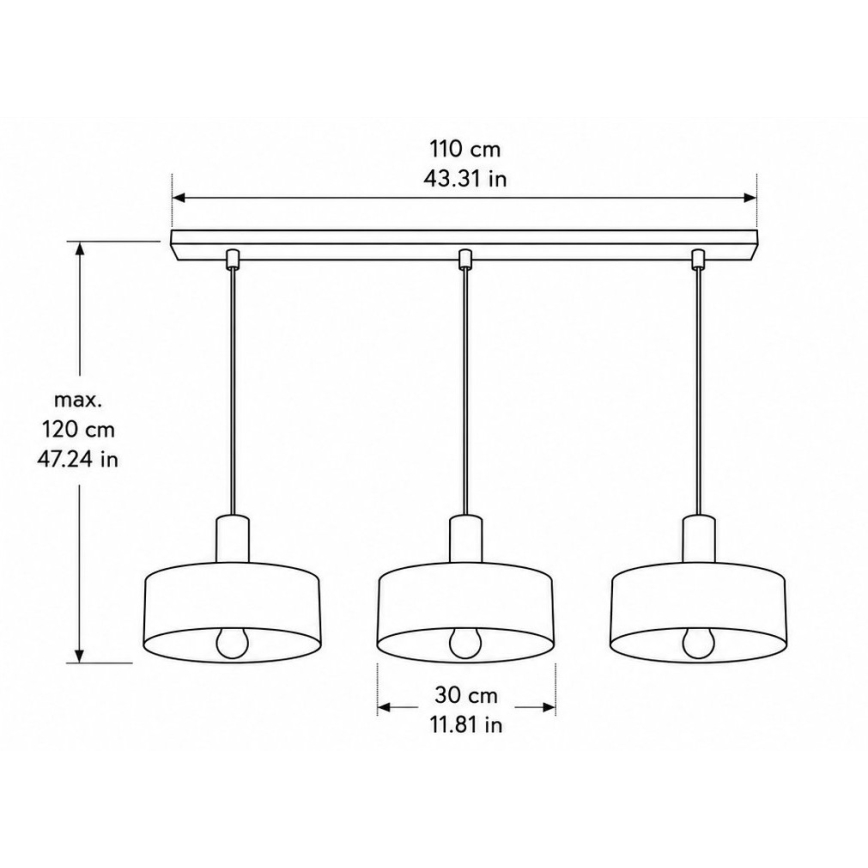 Люстра на тросі HAKI 3xE27/60W/230V золота/чорна