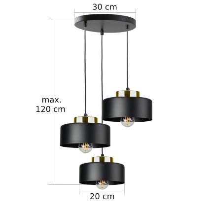 Люстра на тросі IGNIA 3xE27/60W/230V чорна