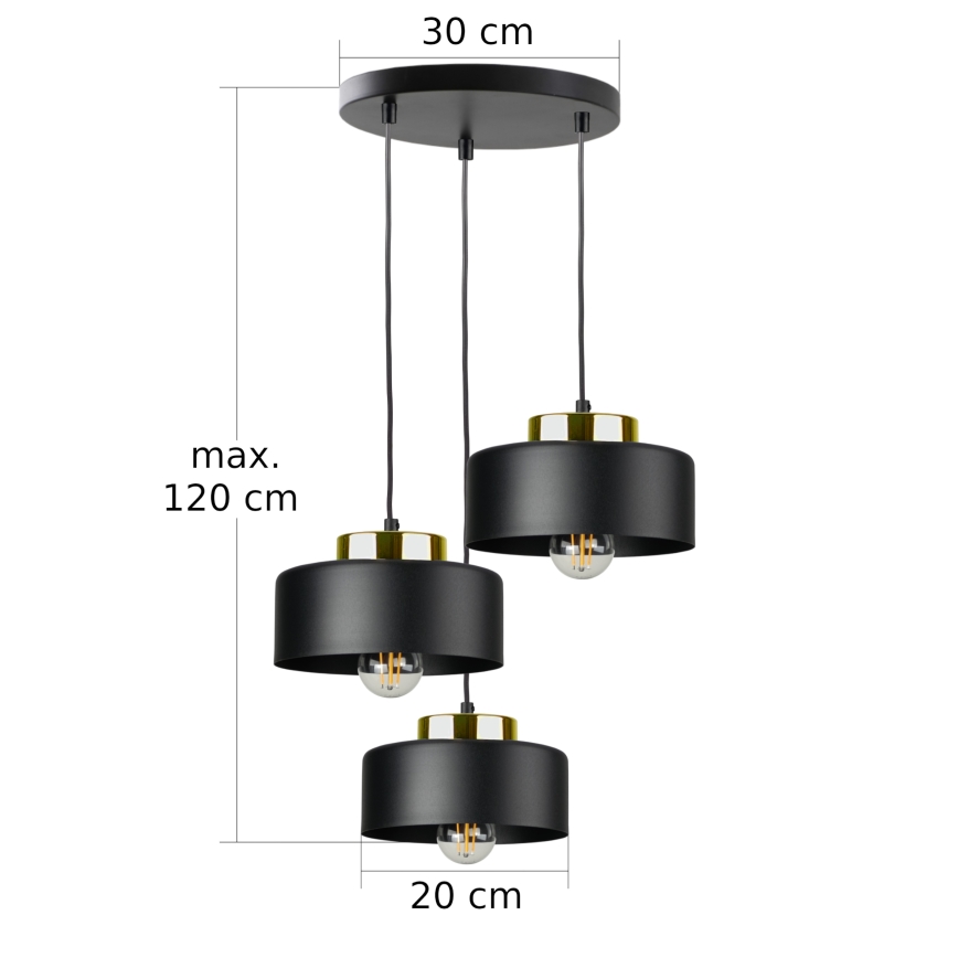 Люстра на тросі IGNIA 3xE27/60W/230V чорна