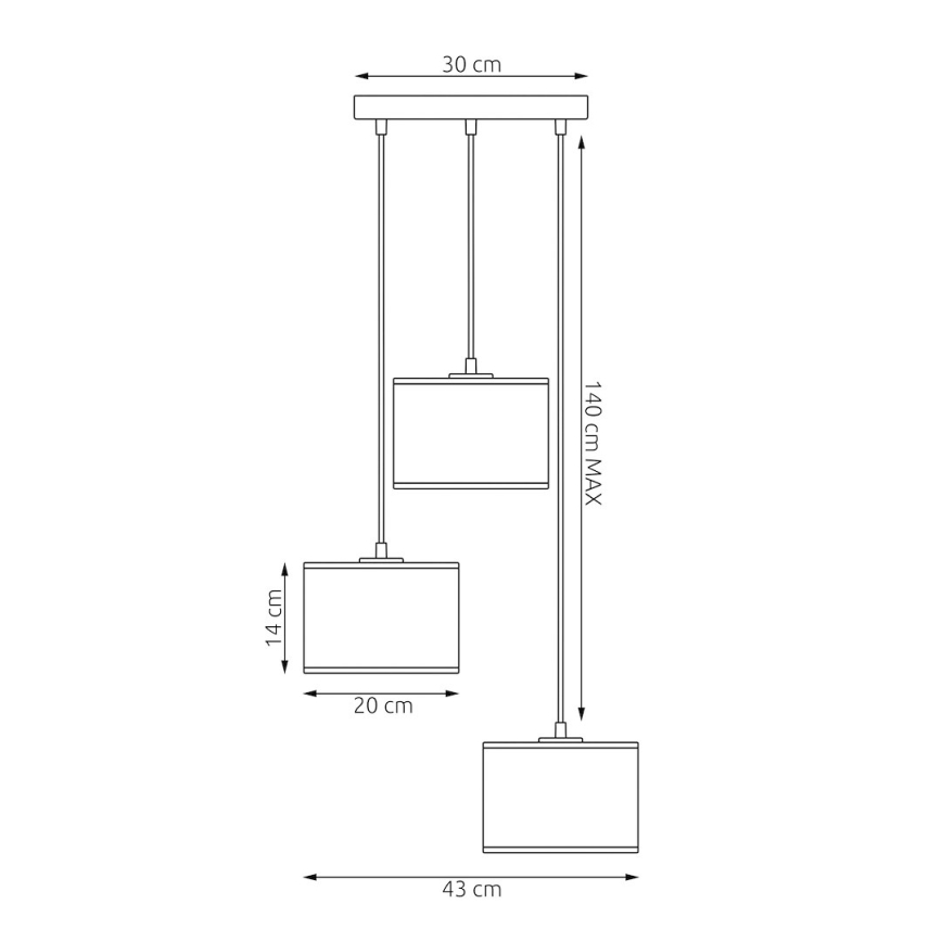 Люстра на тросі KARBON 3xE27/15W/230V чорна/сіра