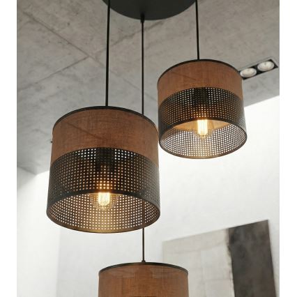 Люстра на тросі KARBON 3xE27/15W/230V чорна/коричнева