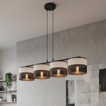 Люстра на тросі KARBON 4xE27/15W/230V чорна/сіра