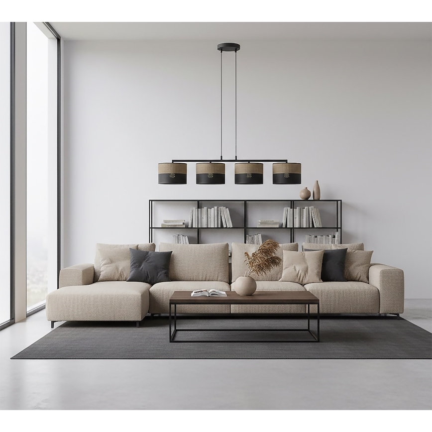Люстра на тросі KARBON 4xE27/15W/230V чорна/коричнева