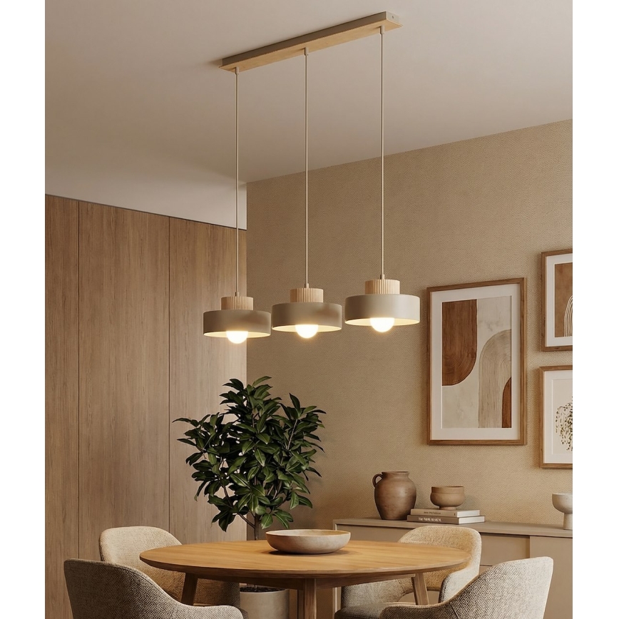 Люстра на тросі KIVI 3xE27/15W/230V бежева