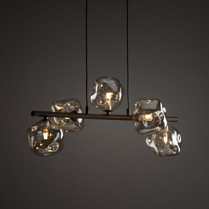 Люстра на тросі LAVA 5xG9/8W/230V бронзова/димчасто-бежева