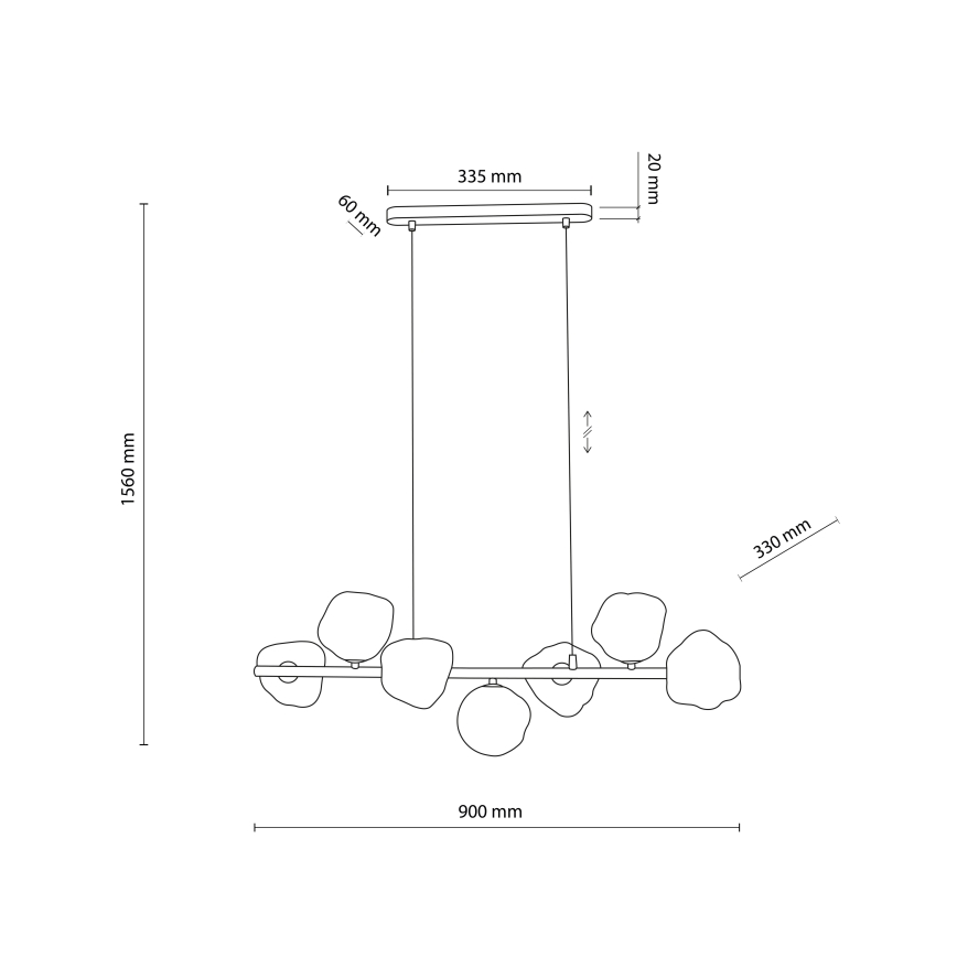 Люстра на тросі LAVA 7xG9/8W/230V бежева/димчасто-бежева