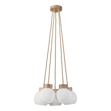 Люстра на тросі LOOMIS 5xE27/15W/230V 83 cm бежевий/дуб