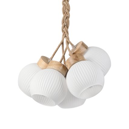 Люстра на тросі LOOMIS 5xE27/15W/230V 83 cm бежевий/дуб
