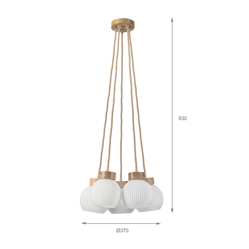 Люстра на тросі LOOMIS 5xE27/15W/230V 83 cm бежевий/дуб