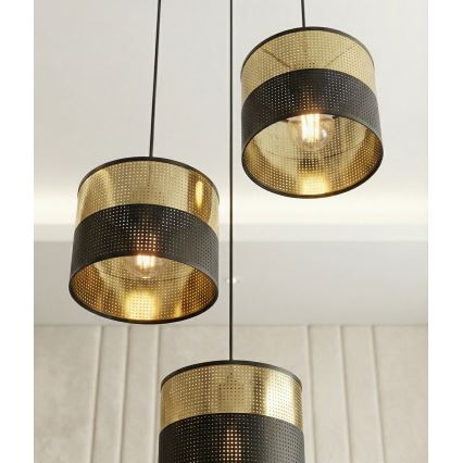 Люстра на тросі LUX 3xE27/15W/230V чорна/золота
