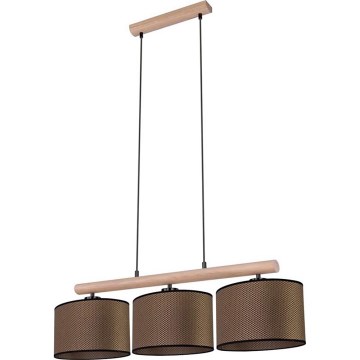 Люстра на тросі MERCEDES 3xE27/40W/230V коричневий/дуб