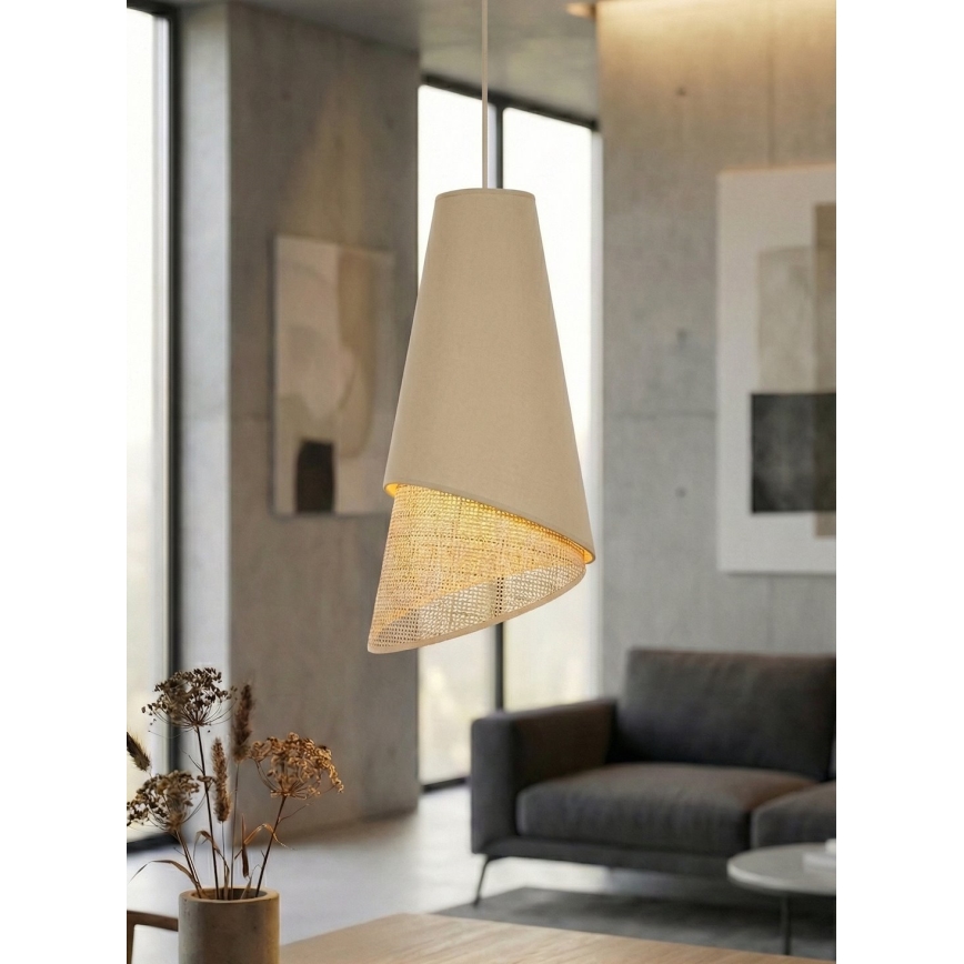 Люстра на тросі MODA 3xE27/15W/230V бежева/ротанг