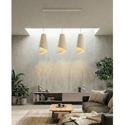 Люстра на тросі MODA 3xE27/15W/230V бежева/ротанг