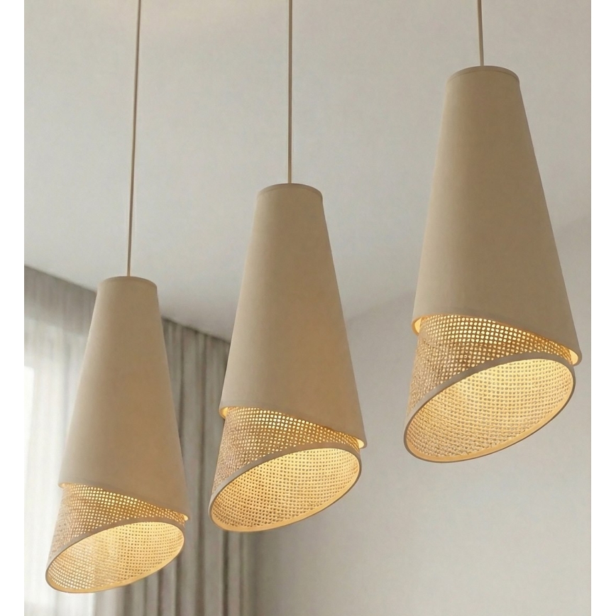 Люстра на тросі MODA 3xE27/15W/230V бежева/ротанг