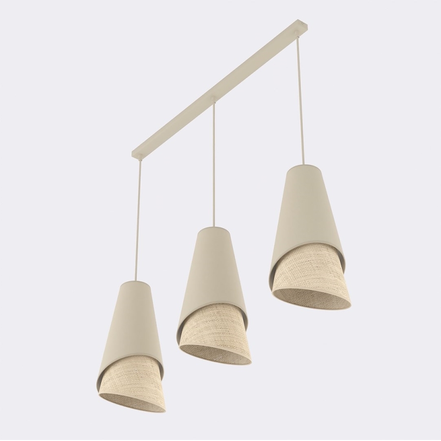 Люстра на тросі MODA 3xE27/15W/230V бежева/ротанг