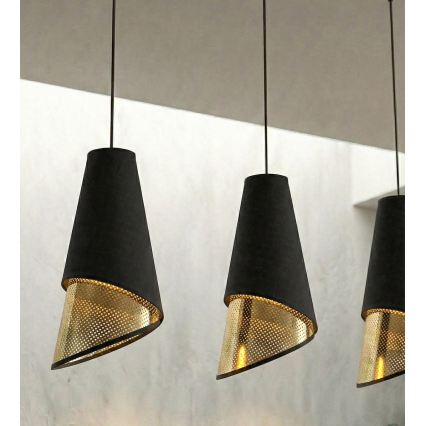 Люстра на тросі MODA 3xE27/15W/230V чорна/золота