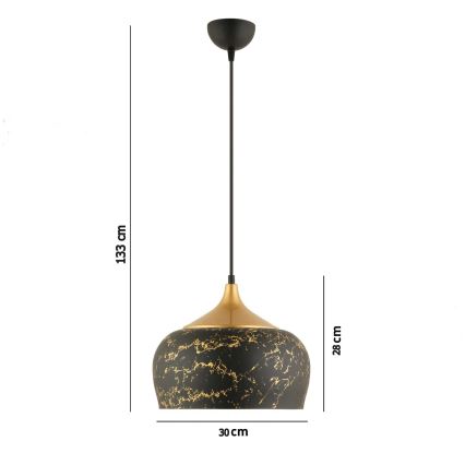 Люстра на тросі MONZA 1xE27/40W/230V діам. 30 см чорна/бронзова